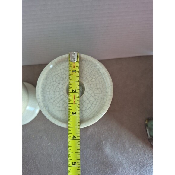 Modern Crazed Glazed Set Of 2 Candle Holders Cream Colored - Picture 13 of 13
